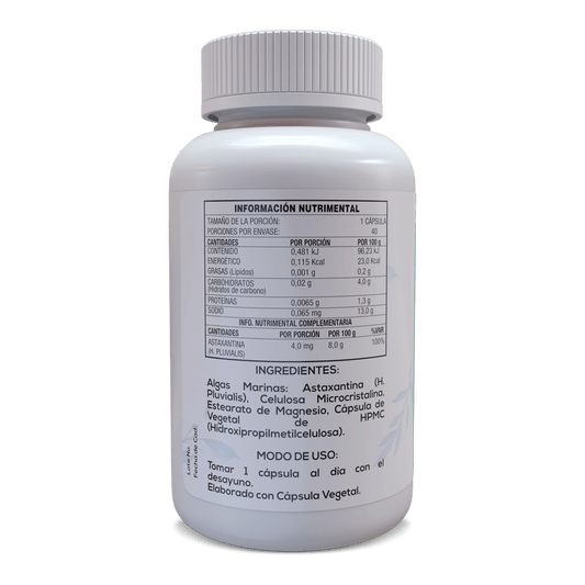 Astaxantina 40 Cápsulas Veganas de 500 mg