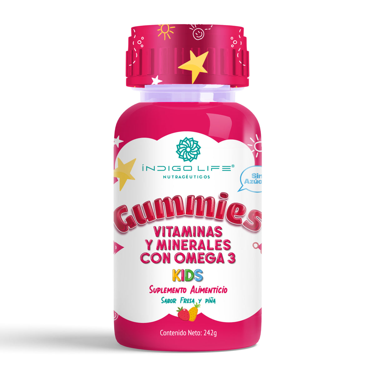 Gomitas para Niños Omega 3 con Vitaminas y Minerales Sabor Fresa y Piña 242 gr