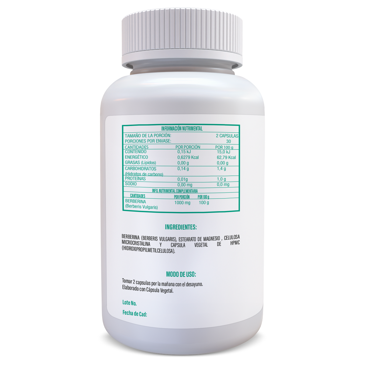 BERBERINA 60 CAPS VEGANAS DE 500 MG