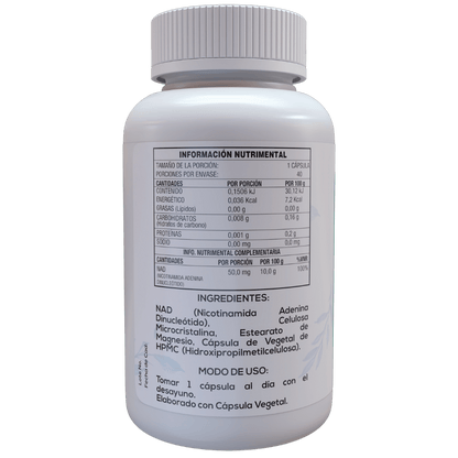 NAD (Nicotinamida Adenina Dinucleotido) 40 Cápsulas Veganas de 500 mg