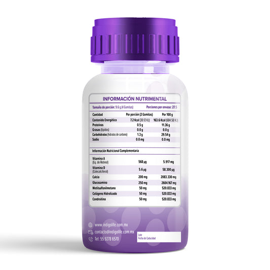 Gomitas de Glucosamina, Condroitina, MSM, Colágeno, Vitaminas A, D y Calcio 242 gr
