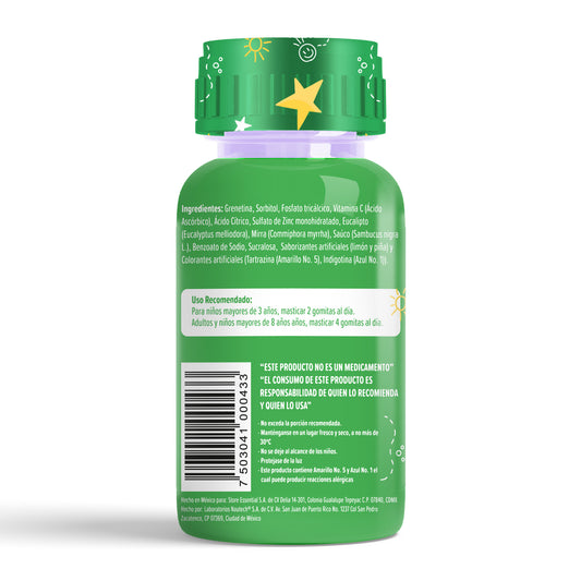Gomitas para niños Expectorante con Eucalipto, Sauco, Mirra, Vitaminas C y Zinc Sabor Limón y Piña 242 gr
