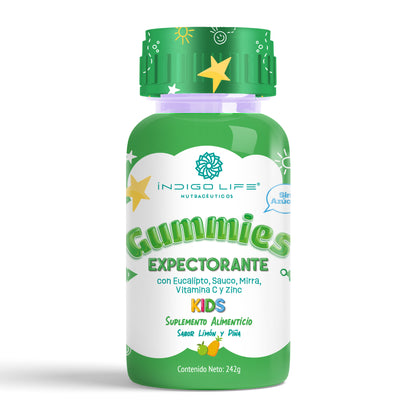 Gomitas para niños Expectorante con Eucalipto, Sauco, Mirra, Vitaminas C y Zinc Sabor Limón y Piña 242 gr