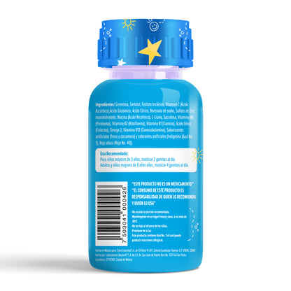 Gomitas para Niños Forti con Acido Glutamico, Complejo B, L-lisina, Zinc, Calcio y Omega 3 Sabor Fresa y Zarzamora 242 gr