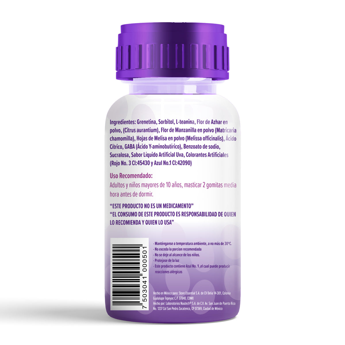 Gomitas de Noche L-Teanina, Azahar, Melissa, Manzanilla, y GABA 242 gr