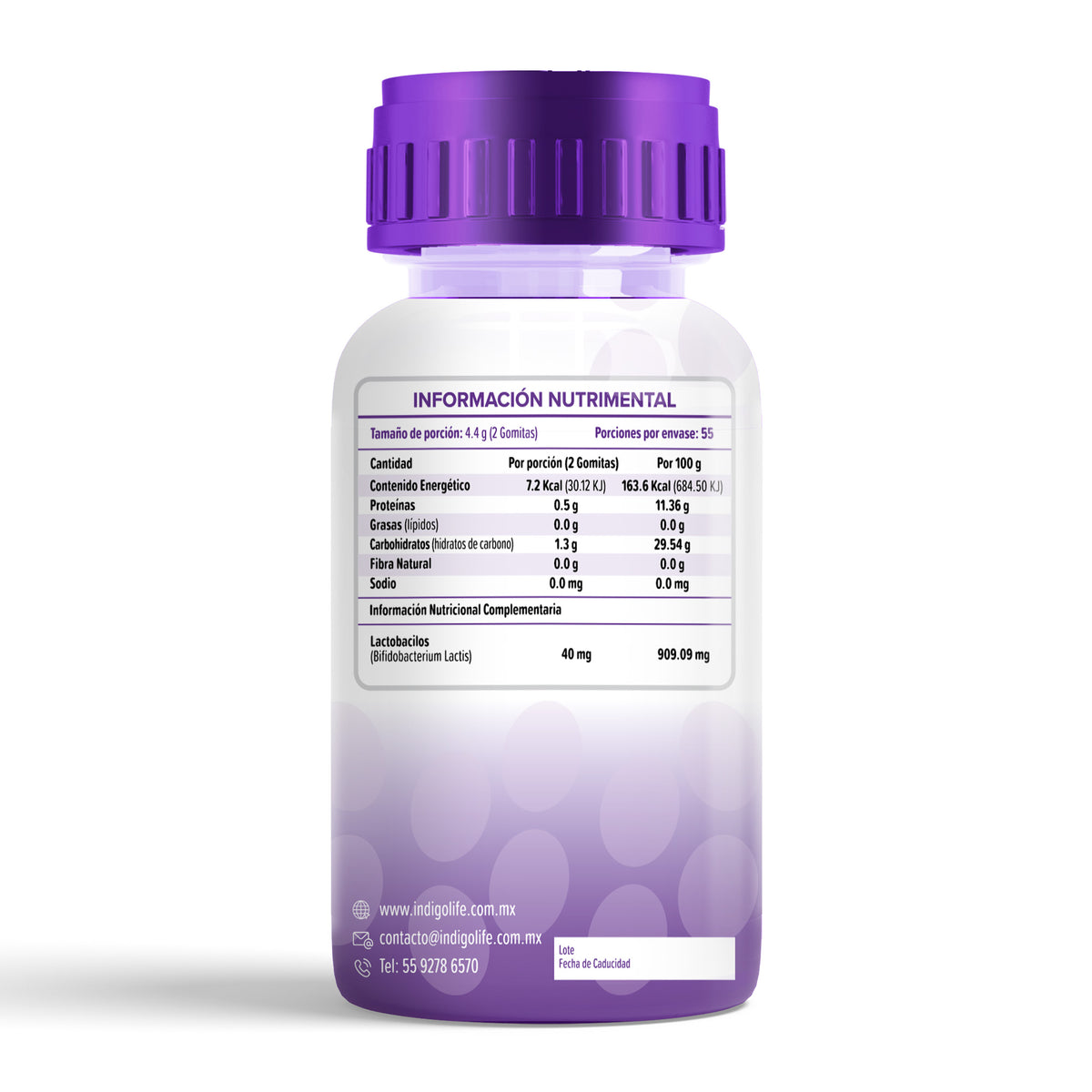 Gomitas Probióticos Bifidobacterium Lactis Sabor Fresa y Piña 242 gr