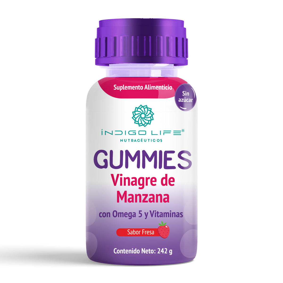 Gomitas Vinagre de Manzana con Omega 3 y Vitaminas Sabor Fresa 242 gr