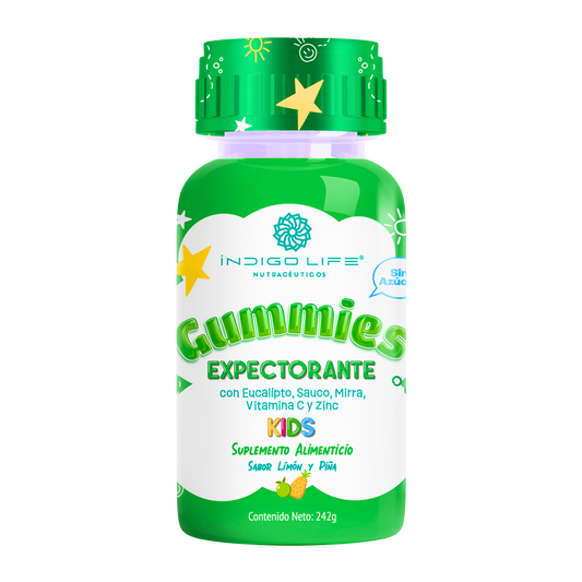 Gomitas para niños Expectorante con Eucalipto, Sauco, Mirra, Vitaminas C y Zinc Sabor Limón y Piña 242 gr