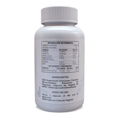 SOD Super Óxido Dismutasa 40 Cápsulas Veganas de 500 mg