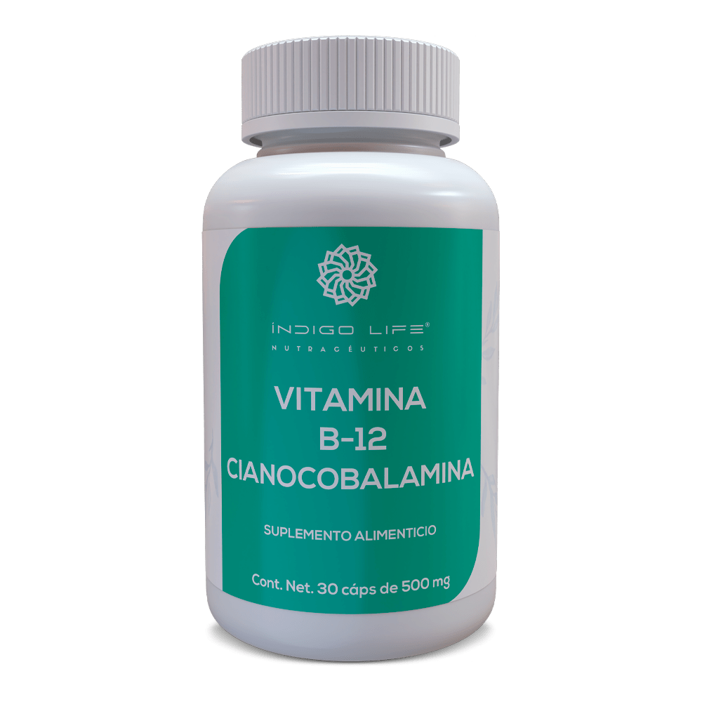 Vitamina B-12 Cianocobalamina 30 Cápsulas Veganas de 500 mg