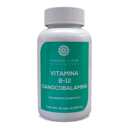 Vitamina B-12 Cianocobalamina 30 Cápsulas Veganas de 500 mg