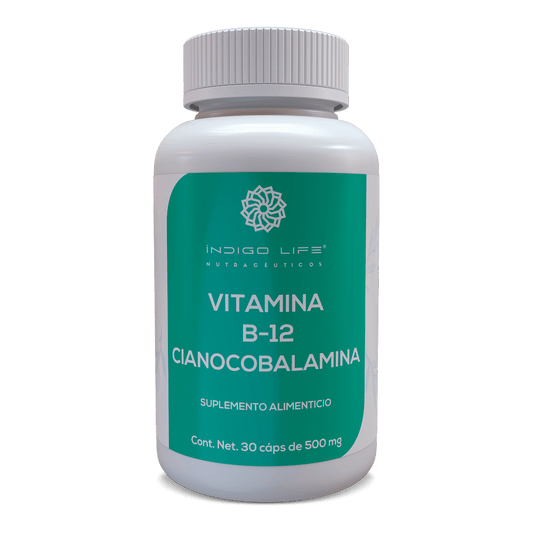 Vitamina B-12 Cianocobalamina 30 Cápsulas Veganas de 500 mg