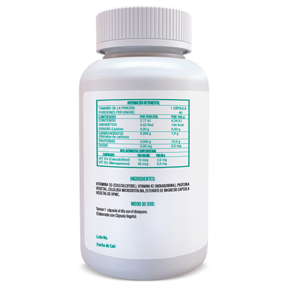 Vitamina D3 + K2 40 Cápsulas Veganas de 500 mg Indigo Life